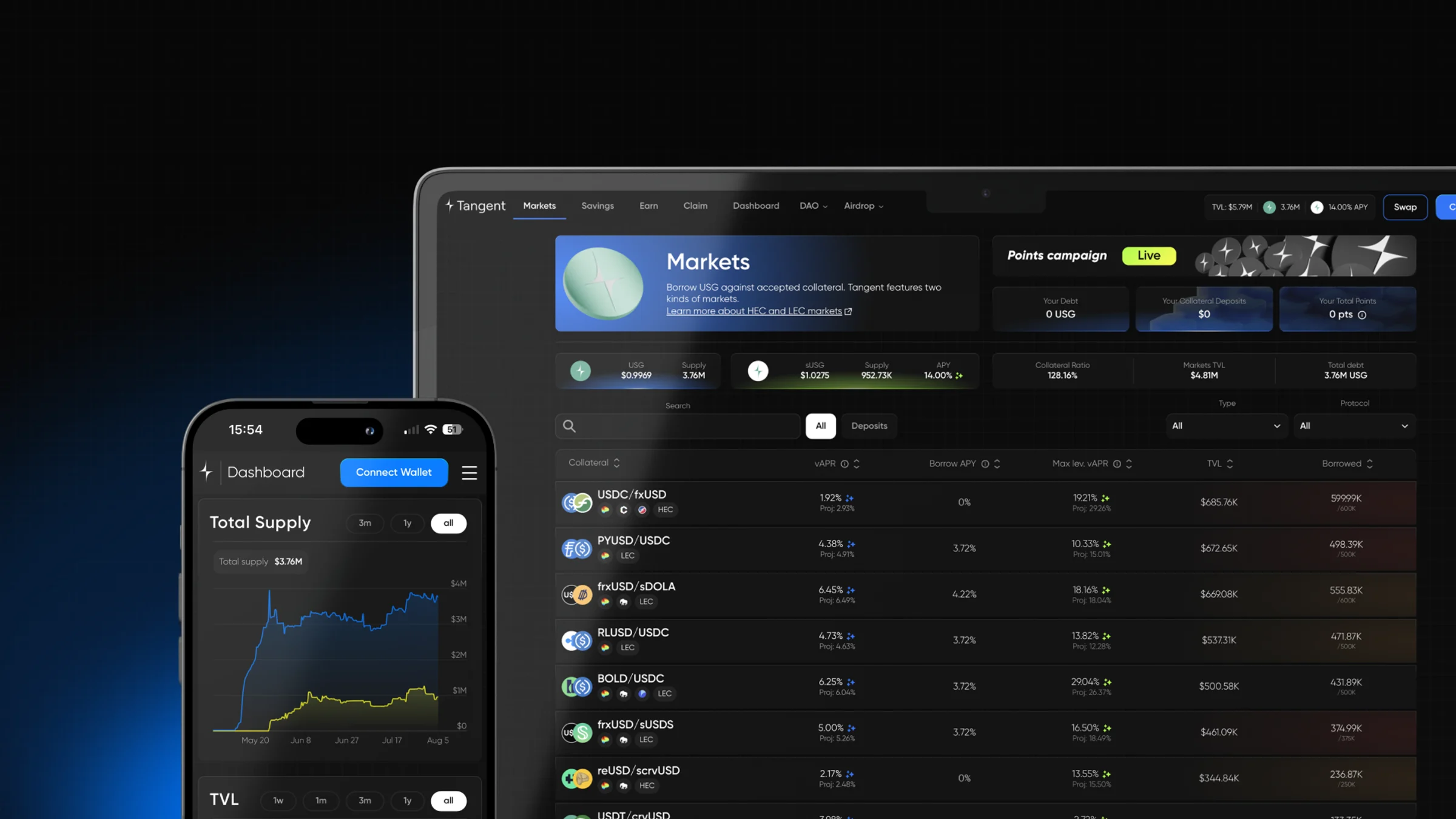 Tangent, Interface de la dapp, 1