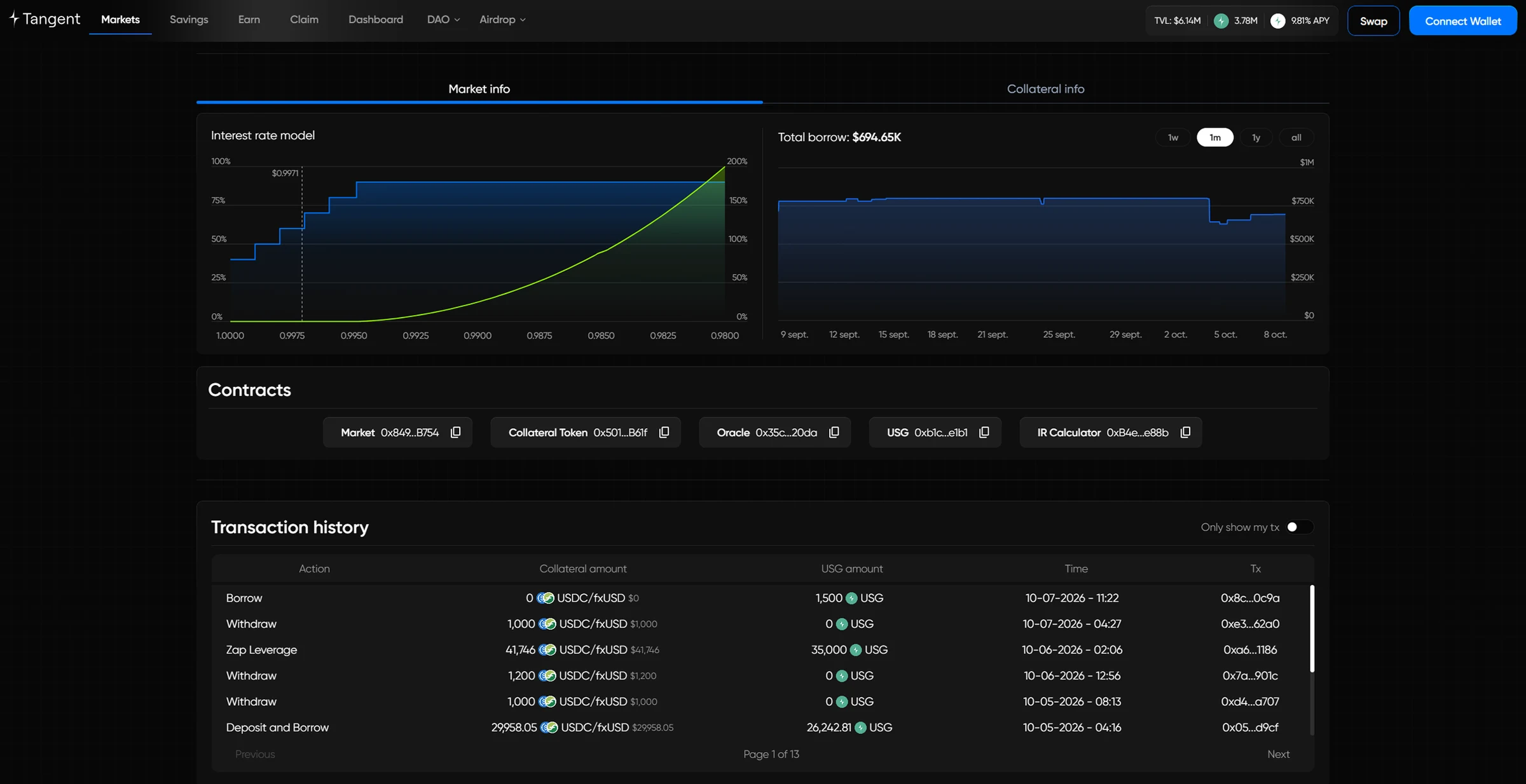 Tangent, Interface de la dapp, 3