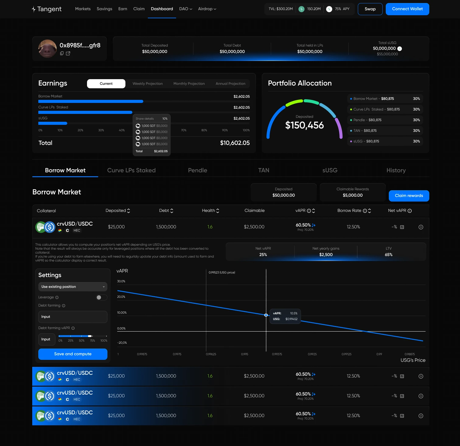 Tangent, Interface de la dapp, 1